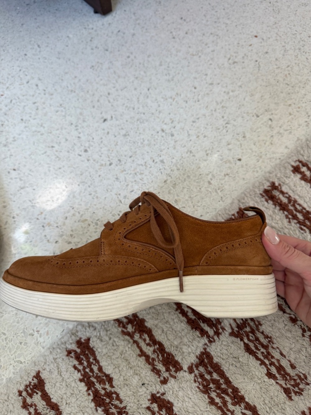 Cole Haan Women's Tan Suede Wingtip Derby Sneakers - Picture 2 of 4